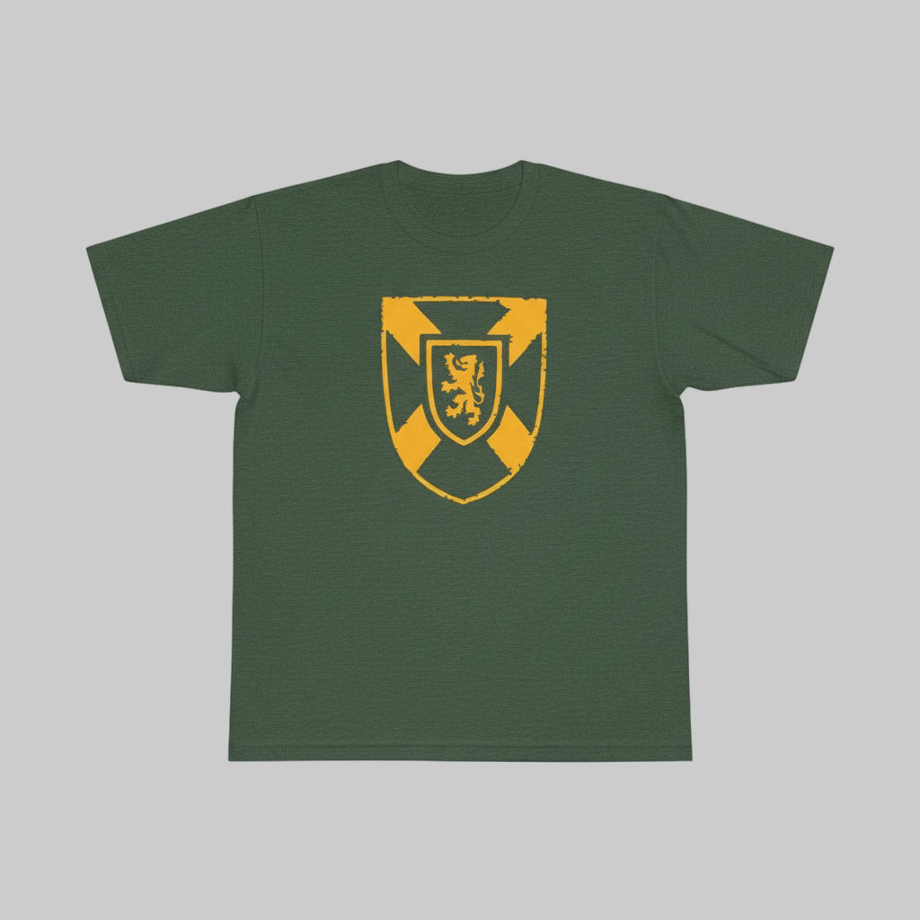 Coat of Arms Tee – Canadian-made 50/50 poly-cotton t-shirt featuring Nova Scotia crest by New Scotland Clothing Co.