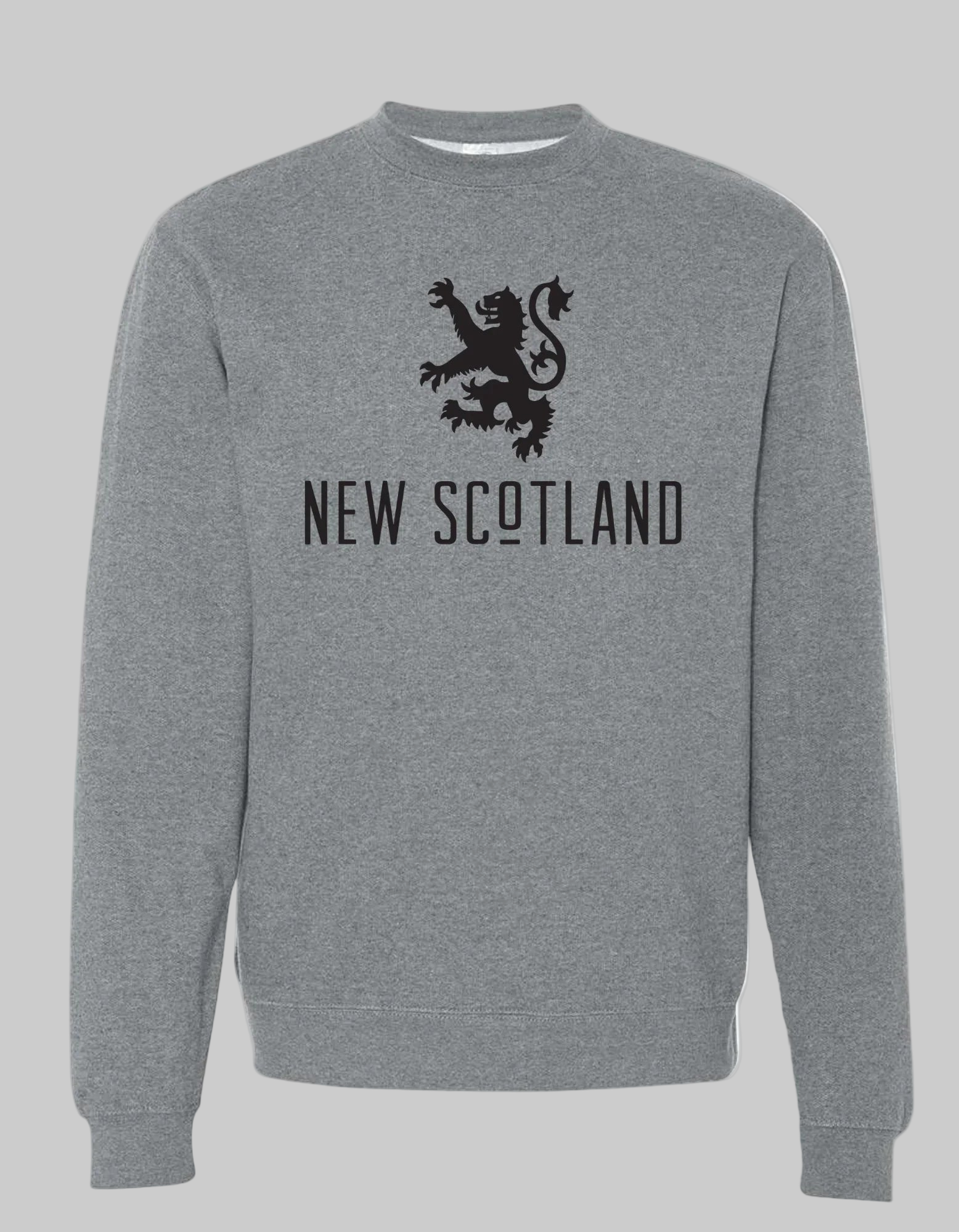 Lion Crew Sweater – original New Scotland rampant lion 50/50 fleece crewneck made in Canada.